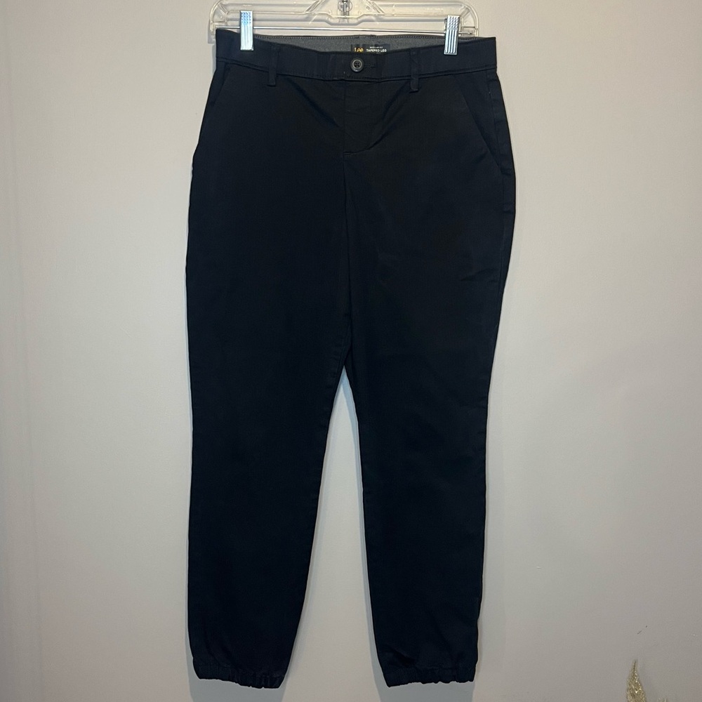 Lee taper pull on jogger pant size 6 mid rise cotton blend black casual